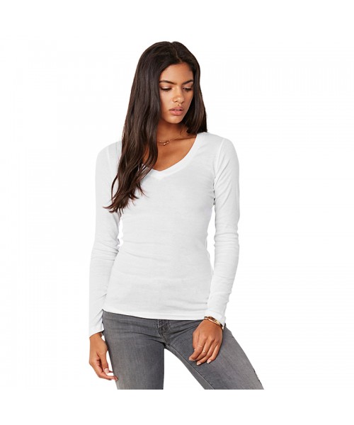 Plain Sheer mini rib long sleeve t-shirt Bella+Canvas 135 GSM